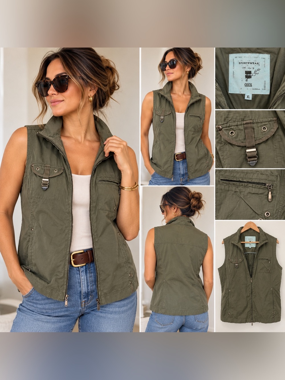 ECI Olive Green Sleeveless Utility Vest